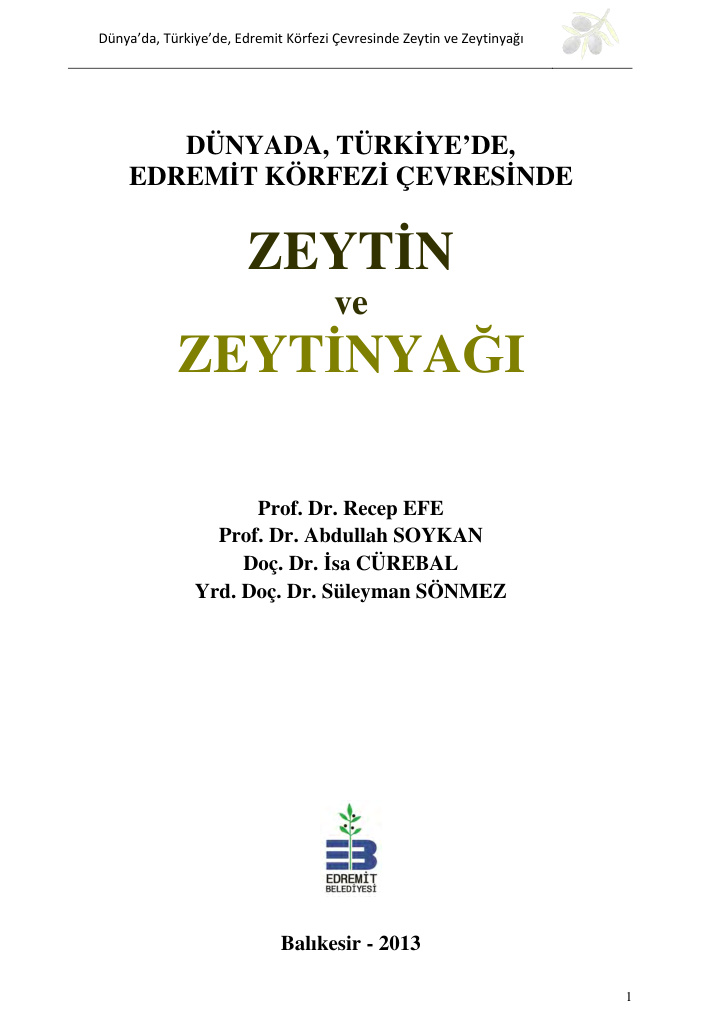 Edremit Körfezi Çevresinde Zeytin ve Zeytinyağı PDF – Kolektif