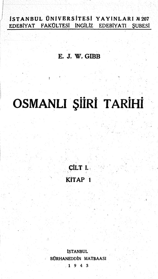 Osmanlı Şiir Tarihi PDF – Elias John Wilkinson Gibb