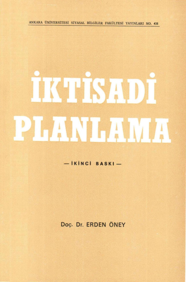 İktisadi Planlama PDF – Erden Öney