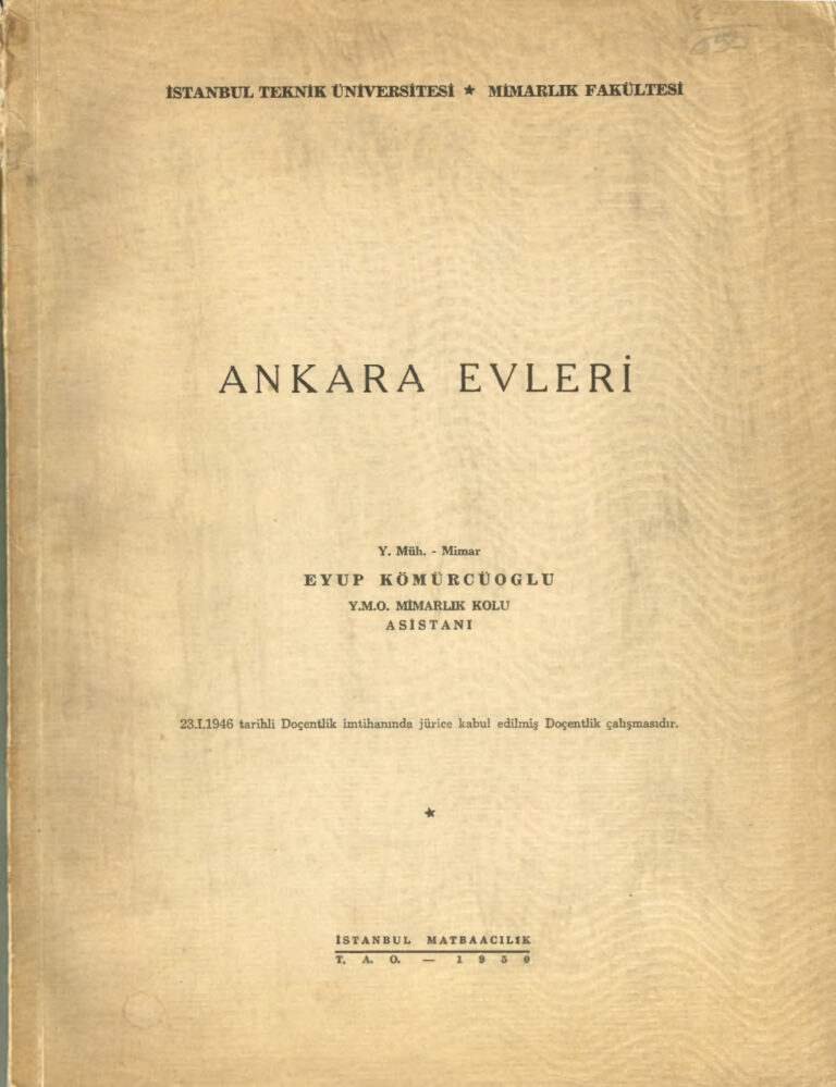 Eyüp Kömürcüoğlu Ankara Evleri İTÜMF Yayınları Kitap Kapağı