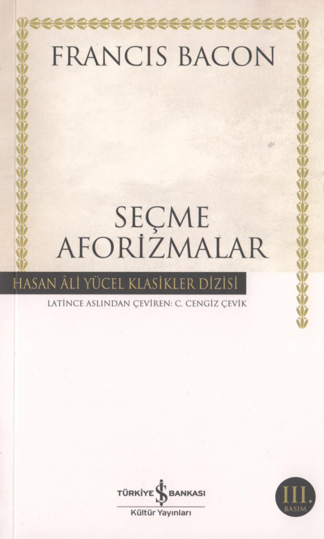 Francis Bacon Seçme Aforizmalar İş Bankası Yayınları Kitap Kapağı