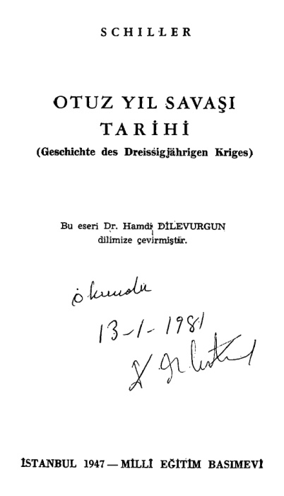 Otuz Yıl Savaşının Tarihi PDF – Friedrich von Schiller