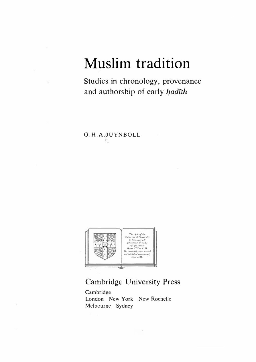 Muslim Tradition PDF – G. H. A. Juynboll