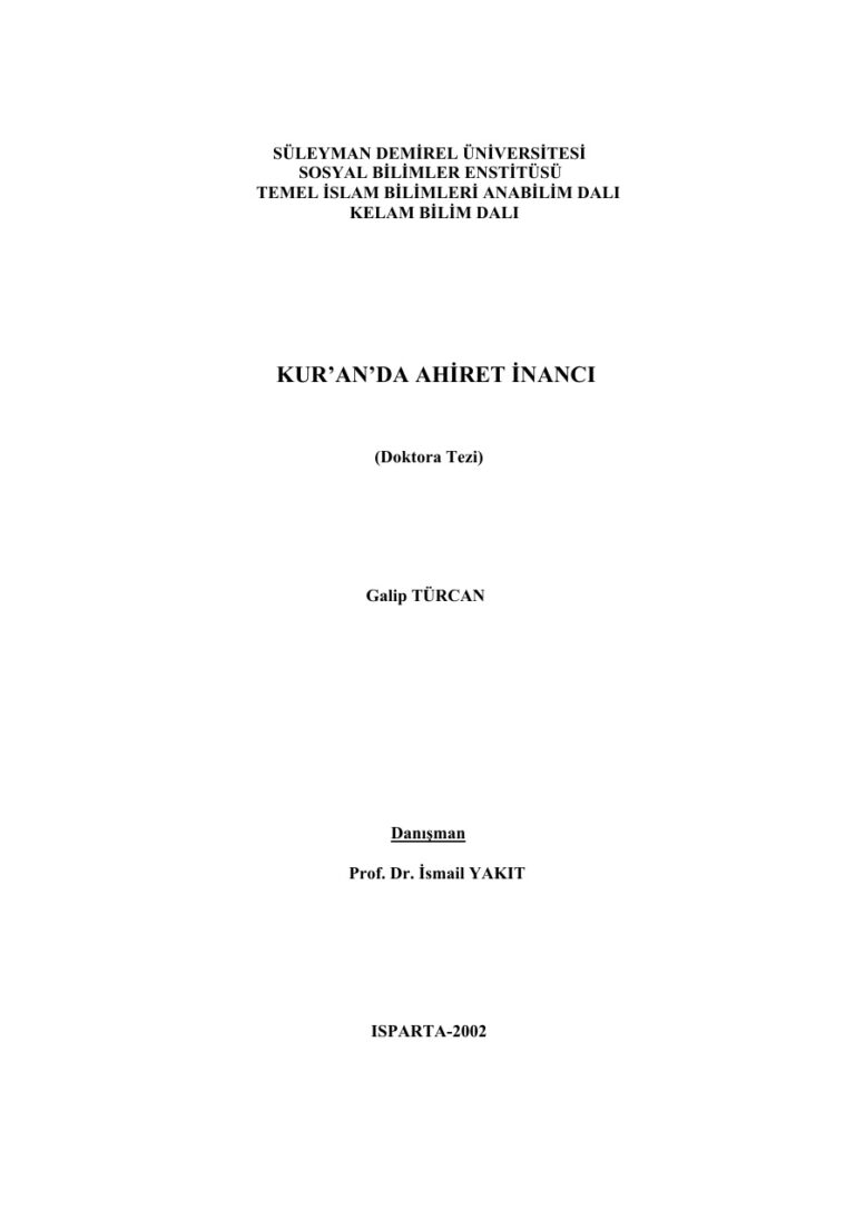Galip Turcan Kuran da Ahiret Inanci Kitap Kapağı
