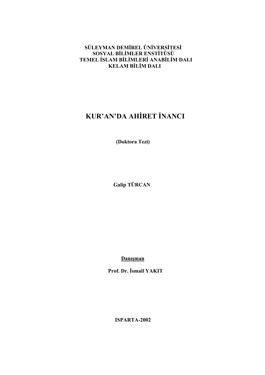Kuran’da Ahiret İnancı PDF – Galip Turcan
