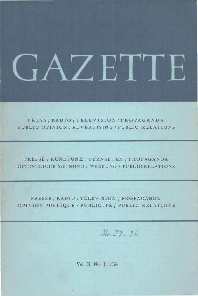 Gazette Vol X No: 1 1964 PDF – Kolektif