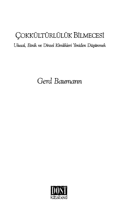 Çokkültürlülük Bilmecesi PDF – Gerd Baumann
