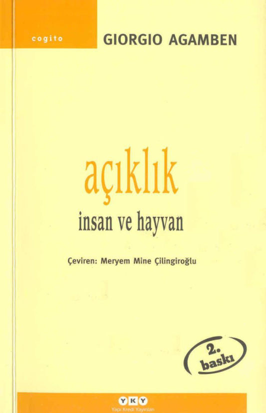 Açıklık: İnsan ve Hayvan PDF – Giorgio Agamben