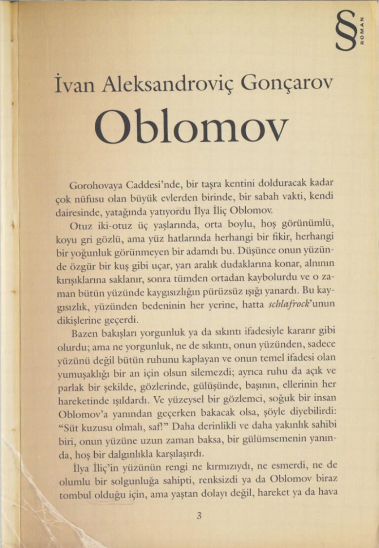 Gonçarov Oblomov Everest Yayınları Kitap Kapağı