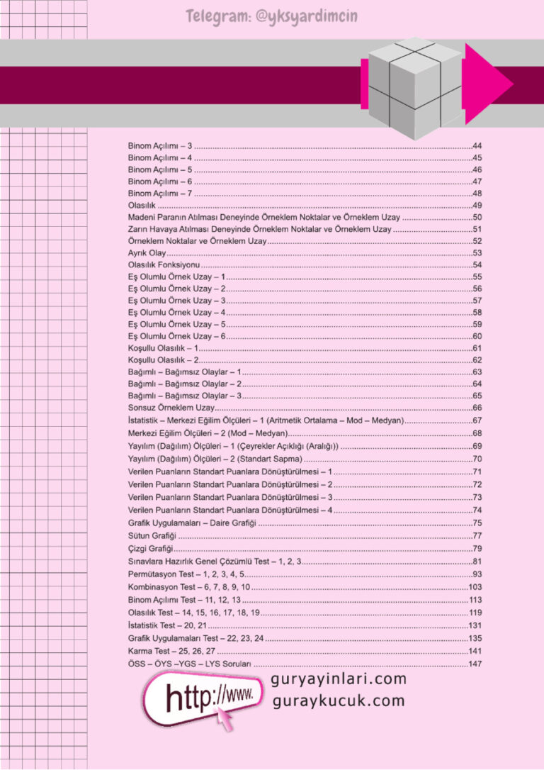 Gür Yayınları AYT Matematik Permütasyon, Kombinasyon, Binom Kitap Kapağı
