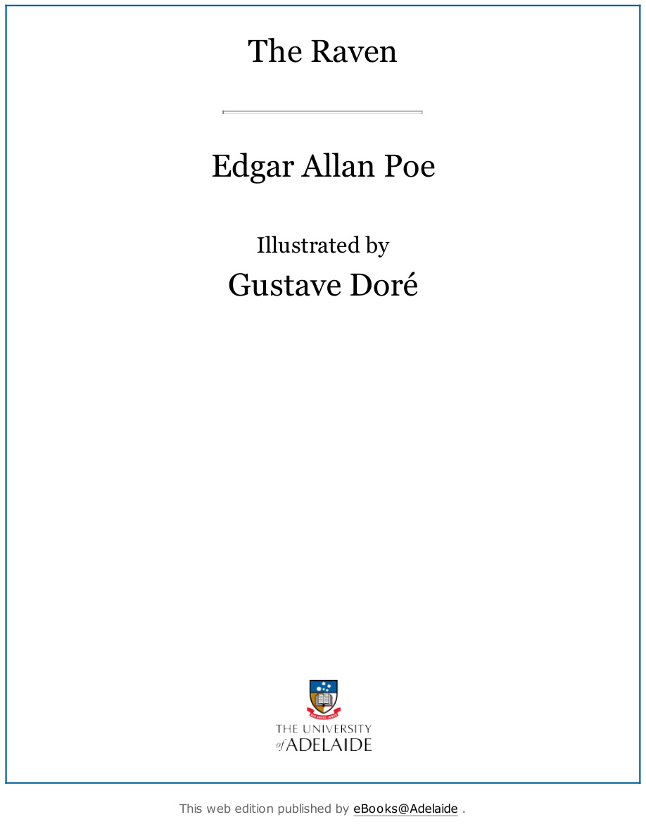 Gustave Dore’s Splendid Illustrations of Edgar Allan Poe’s “The Raven” Kitap Kapağı