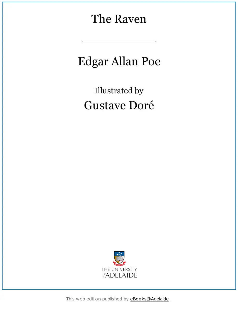 Gustave Dore’s Splendid Illustrations of Edgar Allan Poe’s “The Raven” (1884) PDF – Edgar Allan Poe, Gustave Doré