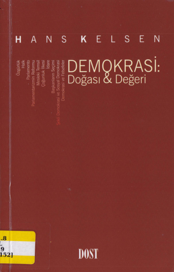 Demokrasi Doğası ve Değeri PDF – Hans Kelsen