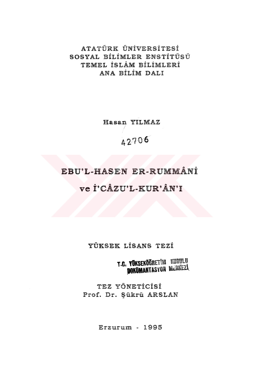 Ebul Hasen Er Rummani ve Icazul Kuran I PDF – Hasan Yılmaz