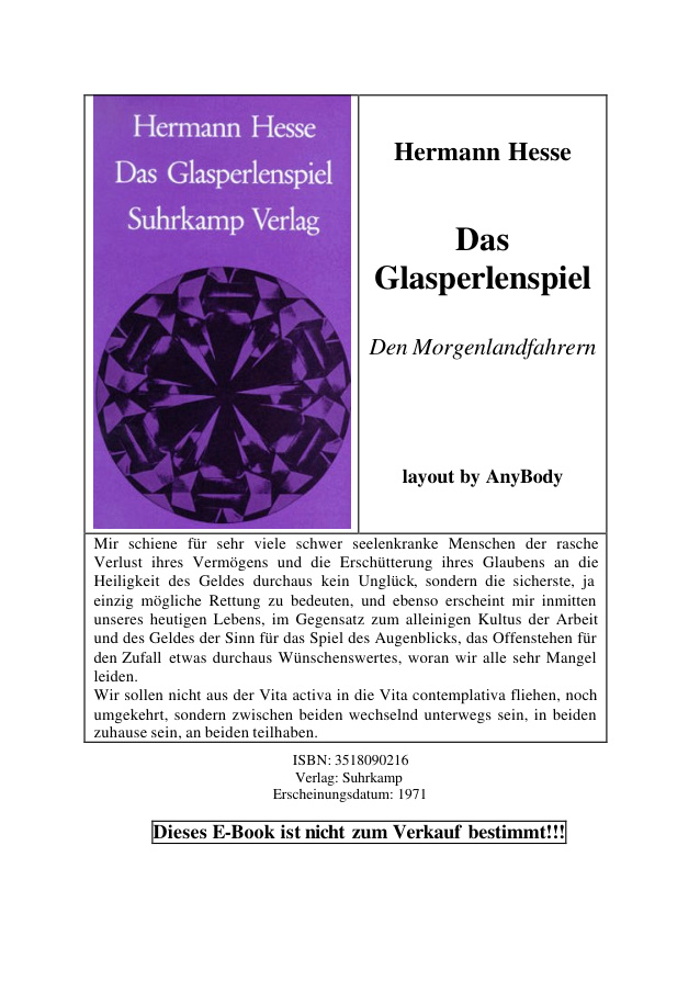 Das Glasperlenspiel PDF – Hermann Hesse