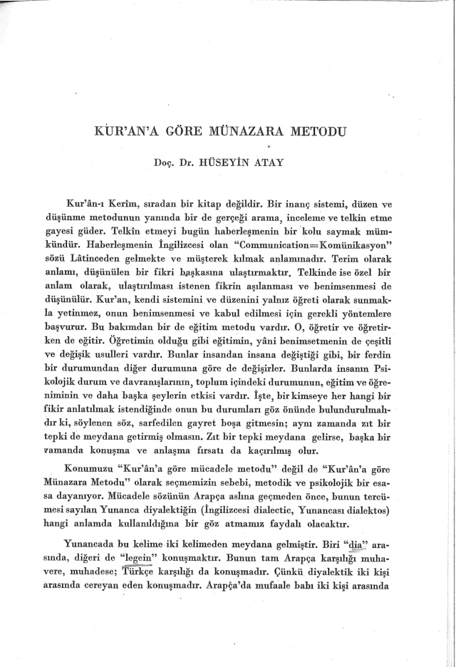 Kur’an’a Göre Münazara Metodu PDF İndir – Hüseyin Atay