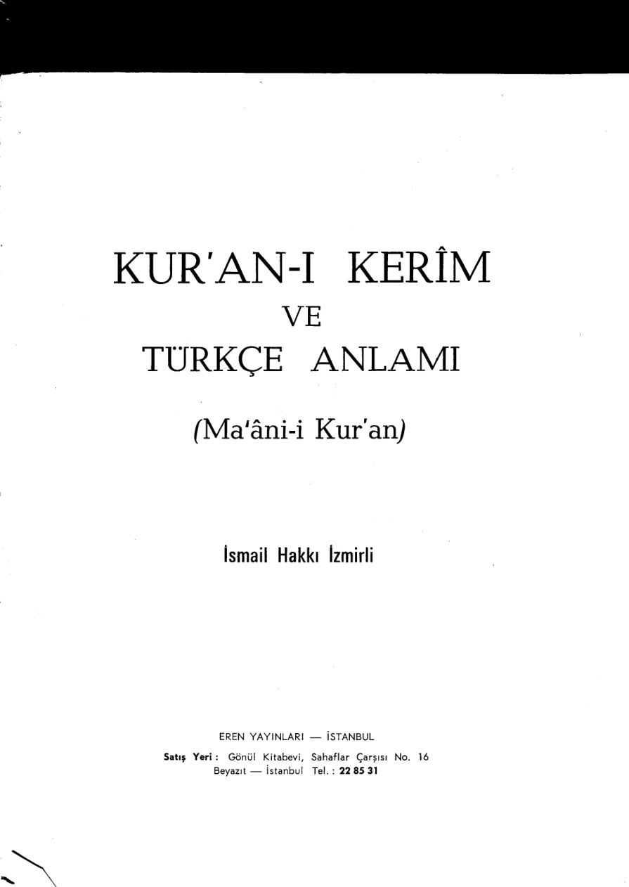 Kuran-i Kerim ve Türkçe Anlamı PDF – İsmail Hakkı İzmirli