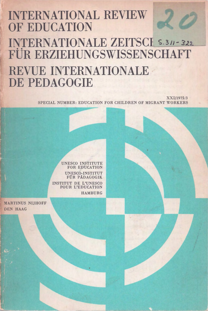 International Review of Education XXI 1975 3 PDF İndir – Kolektif