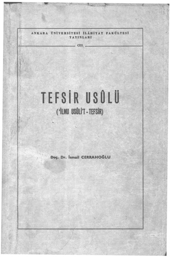 Tefsir Usulü PDF – İsmail Cerrahoğlu