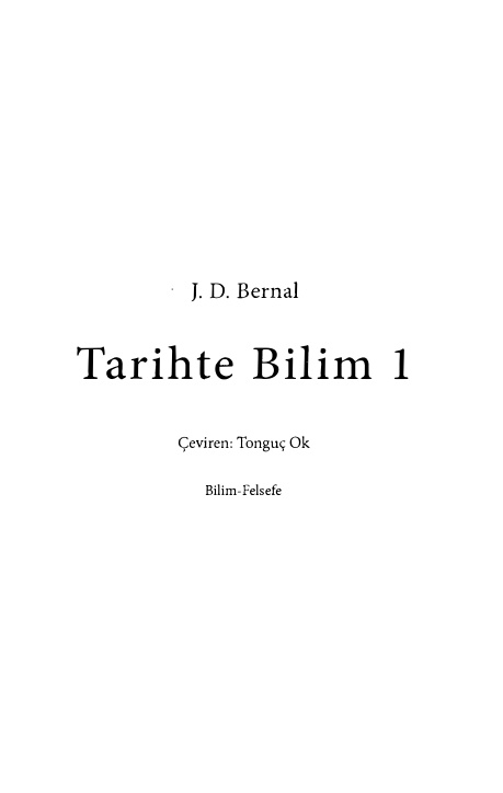 Tarihte Bilim Cilt 1 PDF – J. D. Bernal