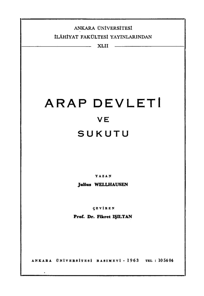 Arap Devleti ve Sukutu PDF – Julius Wellhausen