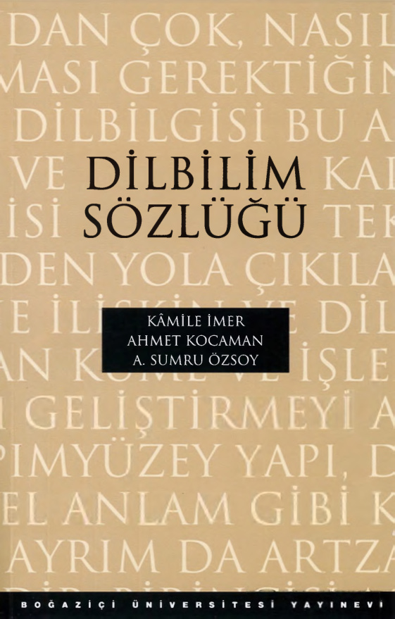 Dilbilim Sözlüğü PDF – Kamile İmer, Ahmet Kocaman, A. Sumru Özsoy