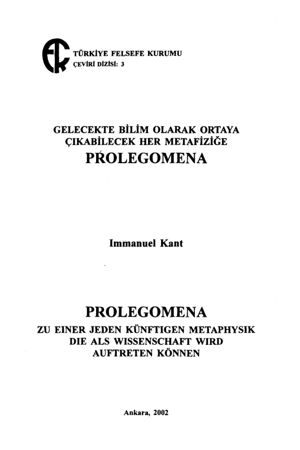 Prolegomena PDF – Immanuel Kant
