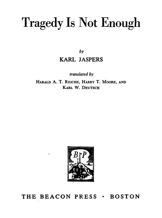 Tragedy Is Not Enough PDF – Karl Jaspers