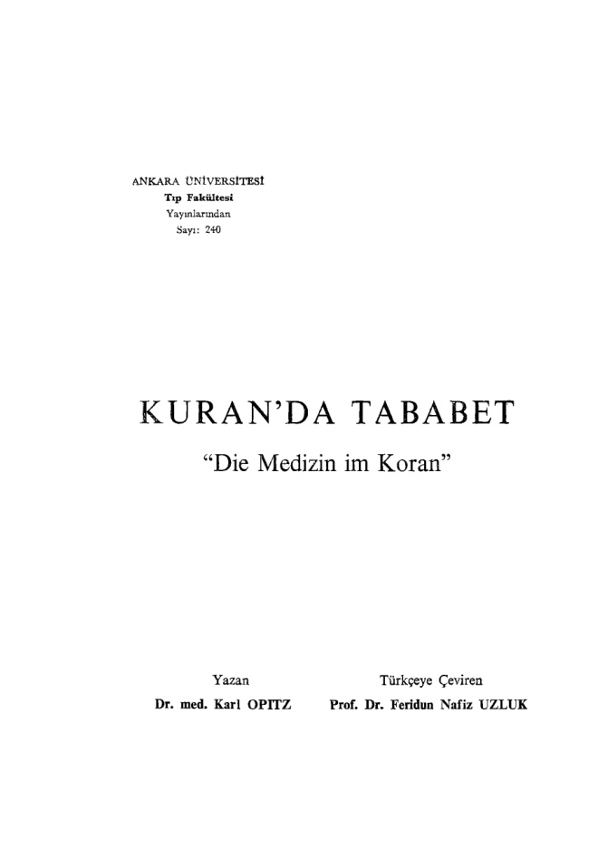 Kur’an’da Tababet PDF İndir – Karl Opitz