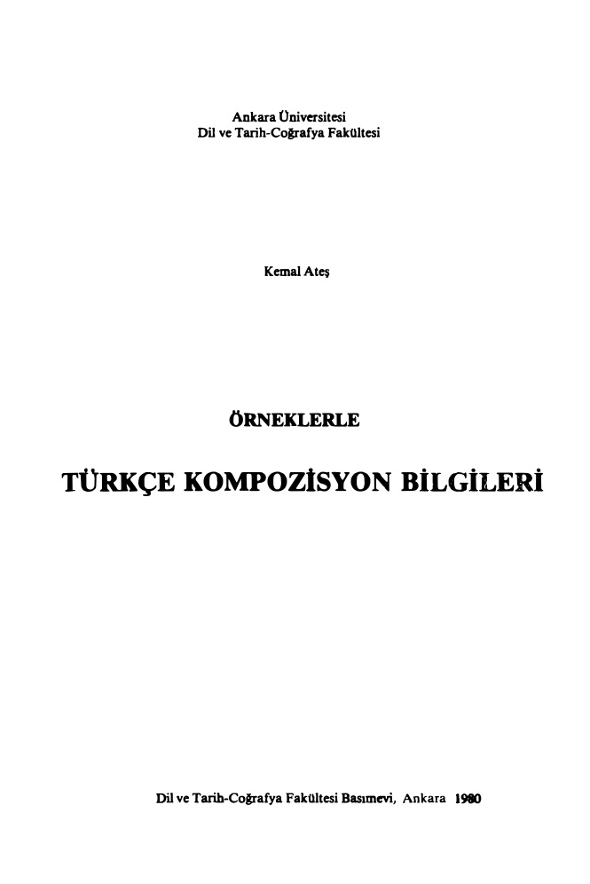 Örneklerle Türkçe Kompozisyon Bilgileri PDF – Kemal Ateş