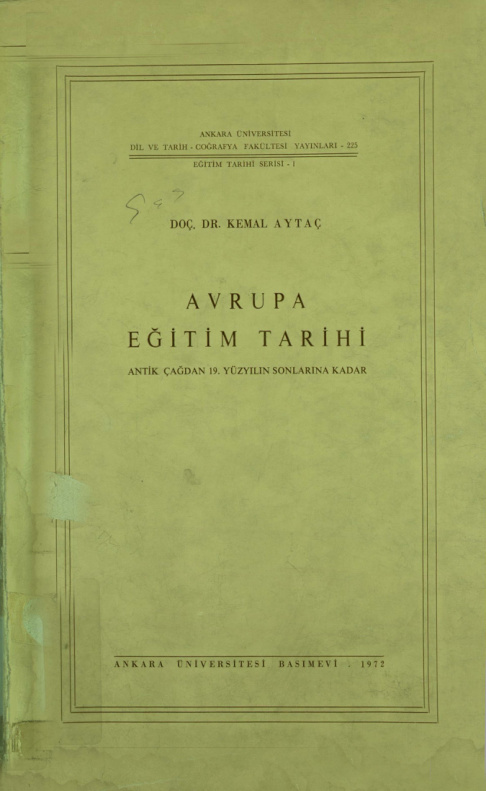 Avrupa Eğitim Tarihi PDF – Kemal Aytaç