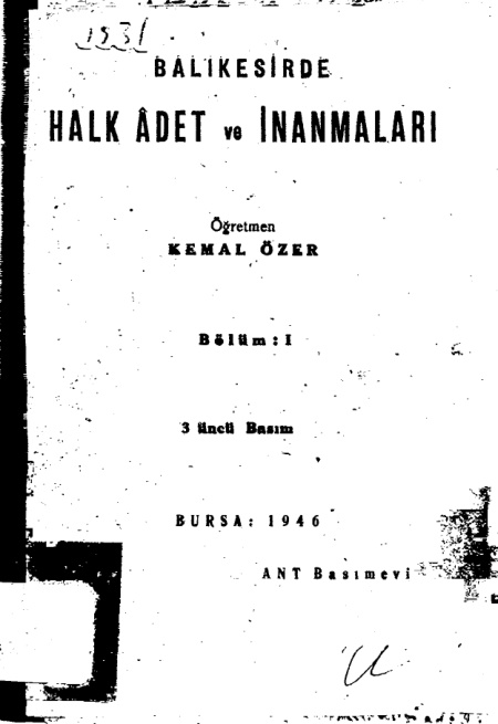 Balıkesirde Halk Adet ve İnanmaları PDF – Kemal Özer