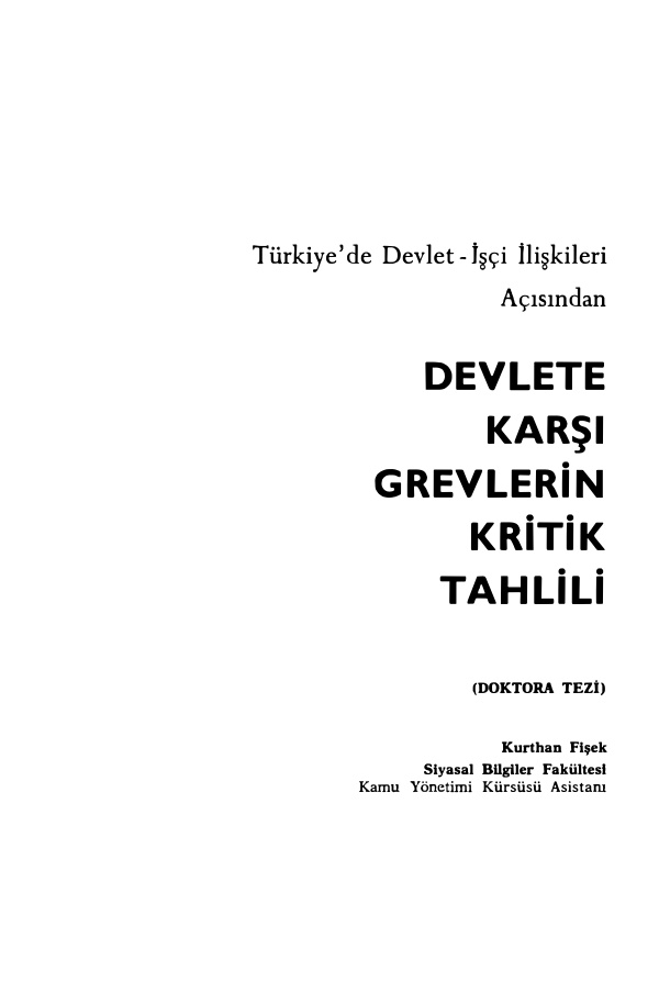 Devlete Karşı Grevlerin Kritik Tahlili PDF – Kurthan Fişek