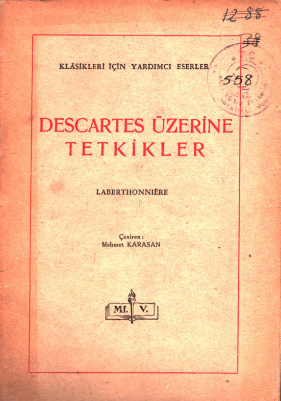 Descartes Üzerine Tetkikler PDF – Lucien Laberthonnière