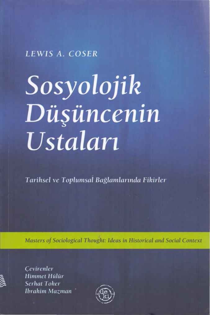 Sosyolojik Düşüncenin Ustaları PDF – Lewis A. Coser