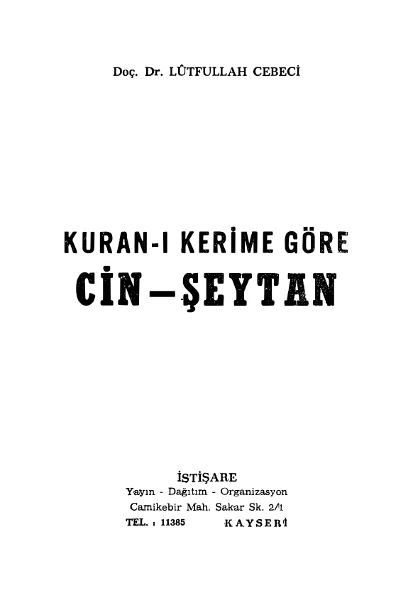 Kuran-ı Kerime Göre Cin-Şeytan PDF – Lütfullah Cebeci
