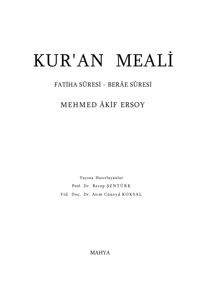 Kuran Meali PDF – Mehmet Akif Ersoy