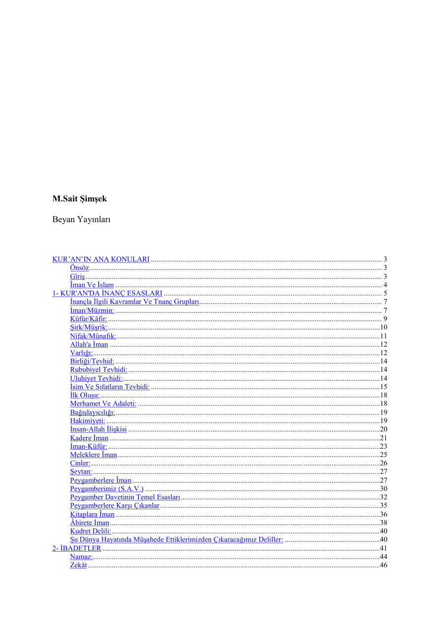 Kuranın Ana Konuları PDF – M. Sait Şimşek