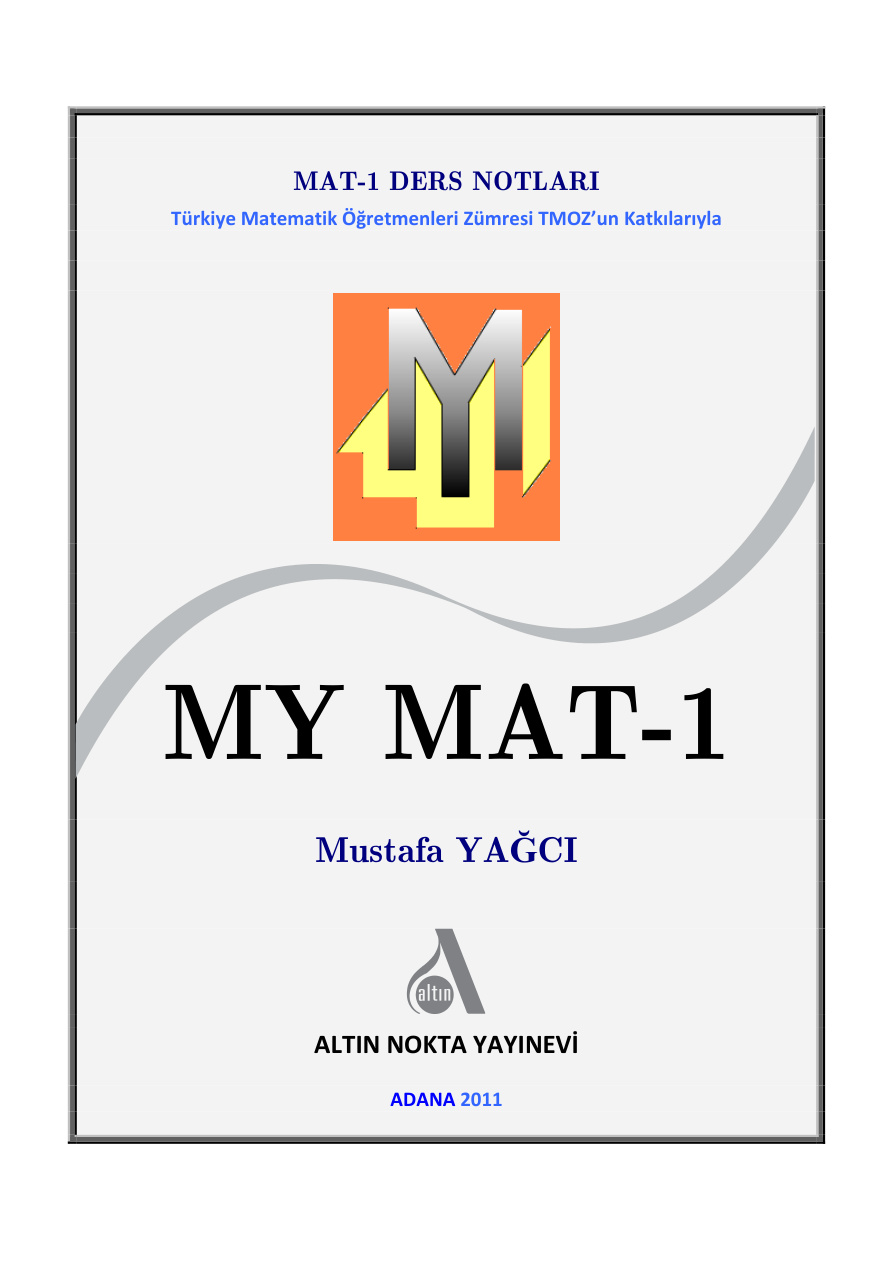 MY-MAT 1 PDF İndir – Mustafa Yağcı