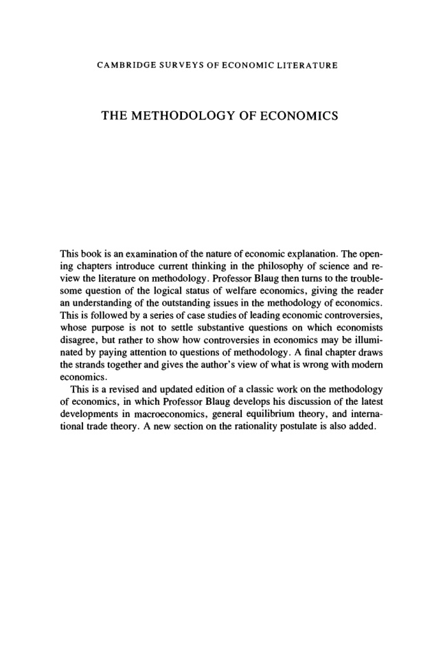 The Methodology of Economics PDF – Mark Blaug