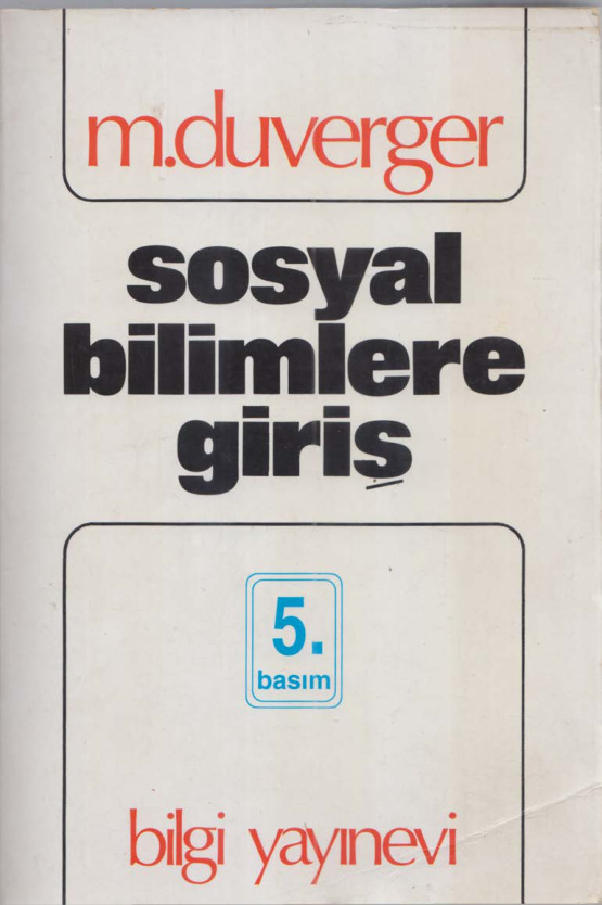 Sosyal Bilimlere Giriş PDF – Maurice Duverger