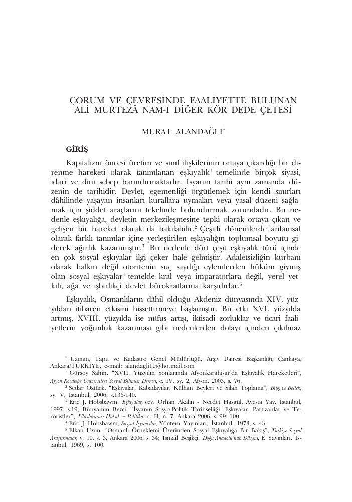 Ali Murtaza Nam-ı Diğer Kör Dede Çetesi PDF – Murat Alandağlı