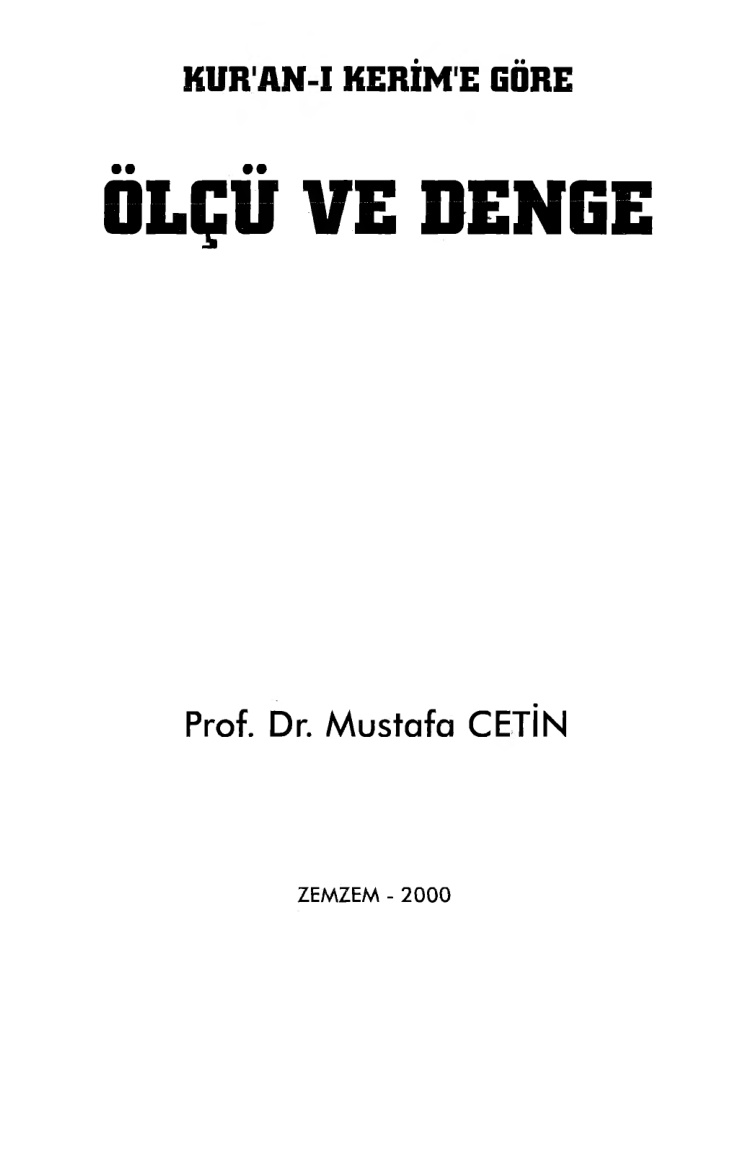 Kuran-i Kerime Gore Olcu ve Denge PDF İndir – Mustafa Çetin