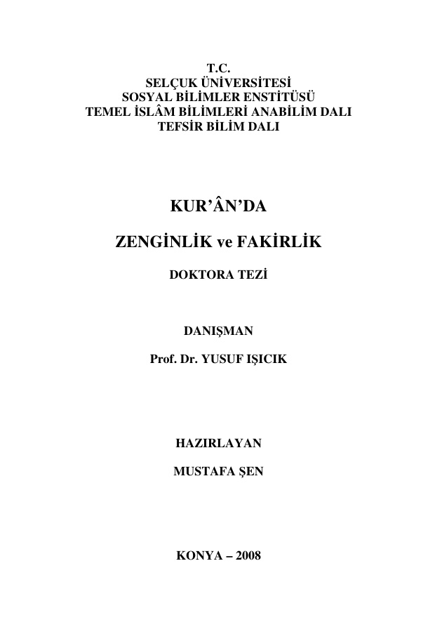 Kuran da Zenginlik Ve Fakirlik PDF İndir – Mustafa Şen