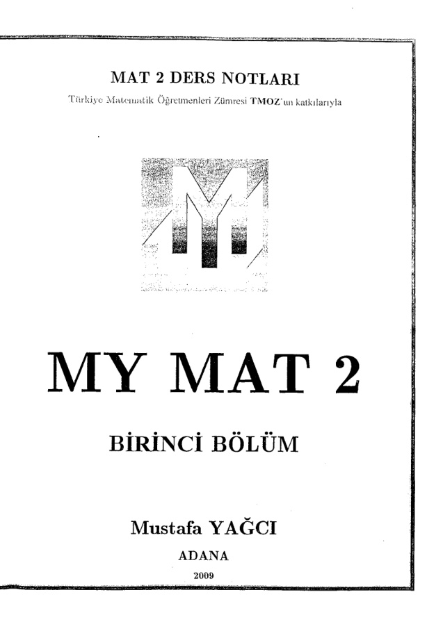 Matematik 2: Cilt 1 PDF İndir – Mustafa Yağcı