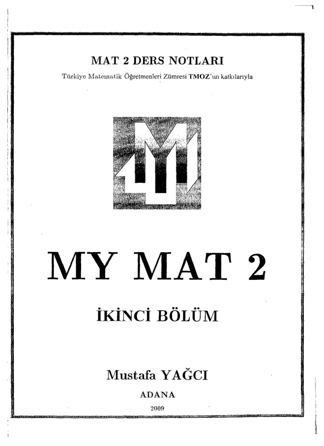 Matematik 2: Cilt 2 PDF İndir – Mustafa Yağcı