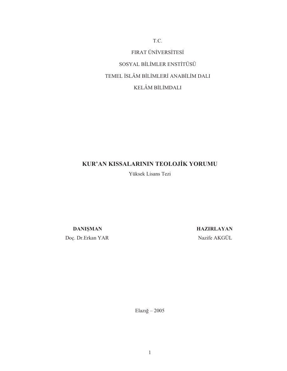 Kur’an Kıssalarının Teolojik Yorumu PDF – Nazife Akgül
