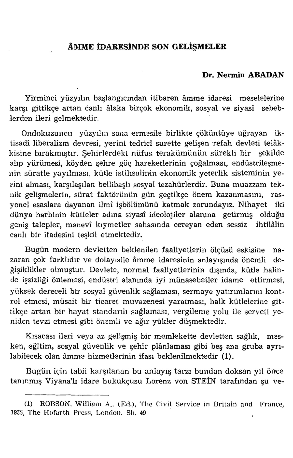Amme İdaresinde Son Gelişmeler PDF İndir – Nermin Abadan Unat