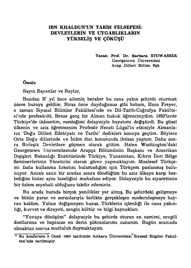 İbn Khaldun’un Tarih Felsefesi PDF İndir – Nermin Abadan Unat, Barbara Stowasser