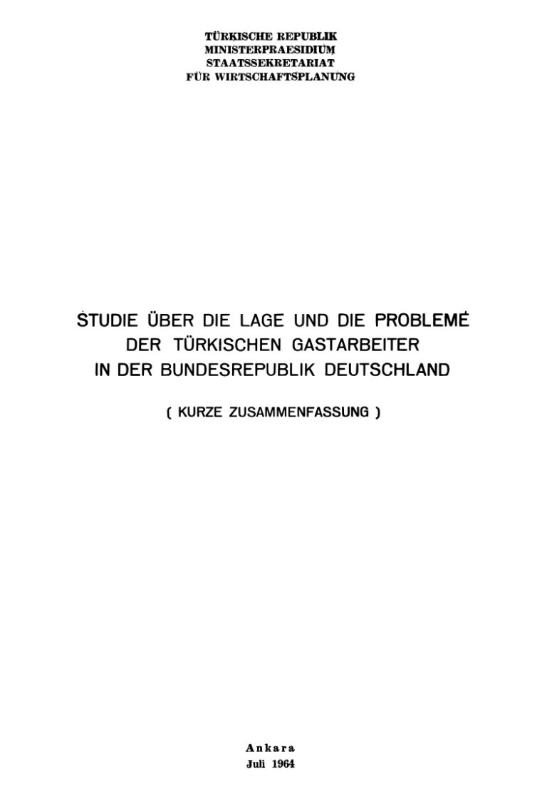 Nermin Abadan Unat Studie Über Die Lage Und Die Probleme Der Türkischen Gastarbeiter in Der Bundesrepublik Deutschland Kitap Kapağı